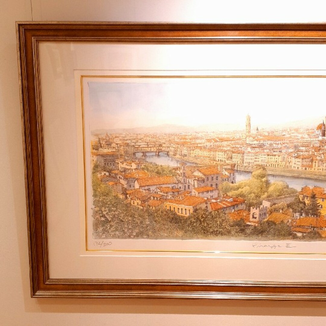 希少織田義郎作品172⁄200風景画エッチング技法手彩サイン入り ▽彩国