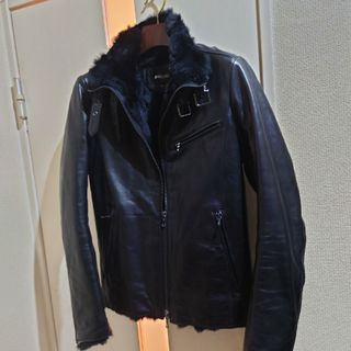 SHELLAC カウレザーライダースジャケット ラビットファー特別仕様【超