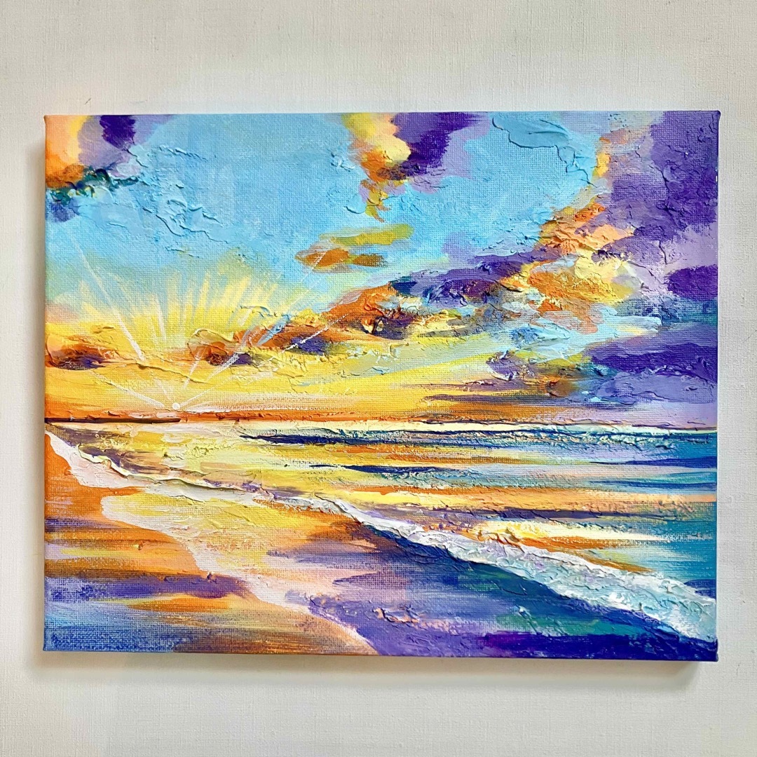 テクスチャーアート・海＊スクエアキャンバスアクリル画抽象画