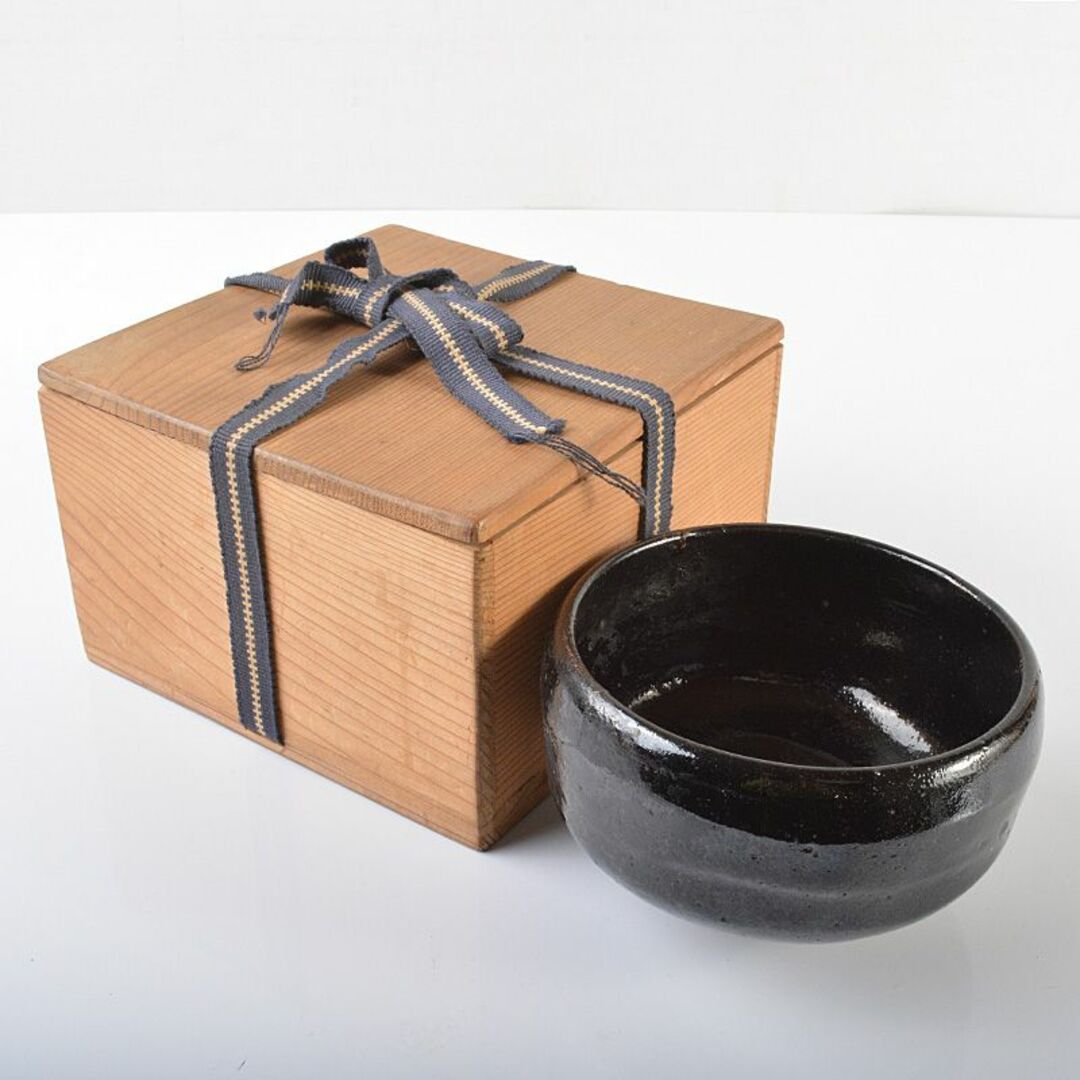茶道具 楽吉左衛門 黒楽平茶碗 時代箱 V R6274 ショップ
