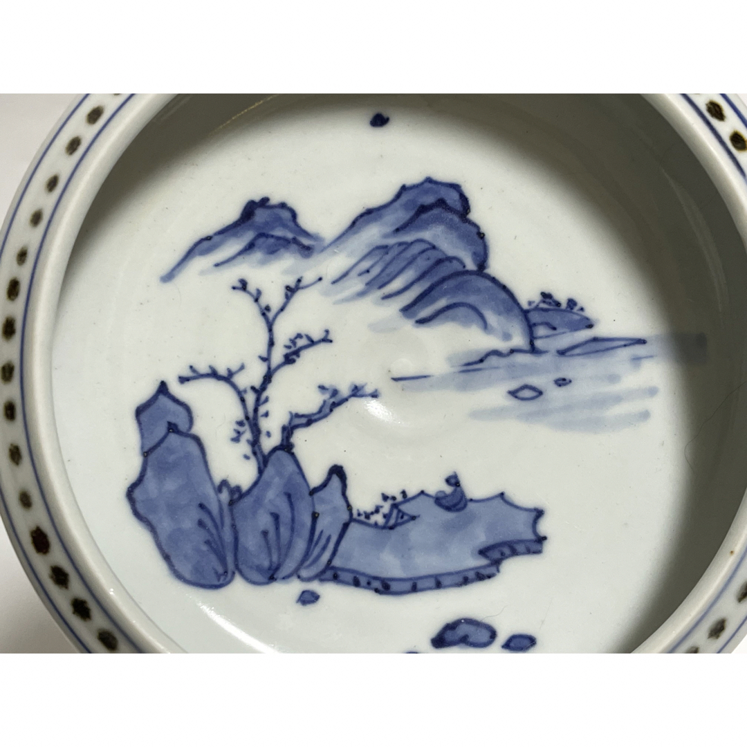作家物 陶芸家 古余呂技窯 染付山水皿 鉢 丸皿