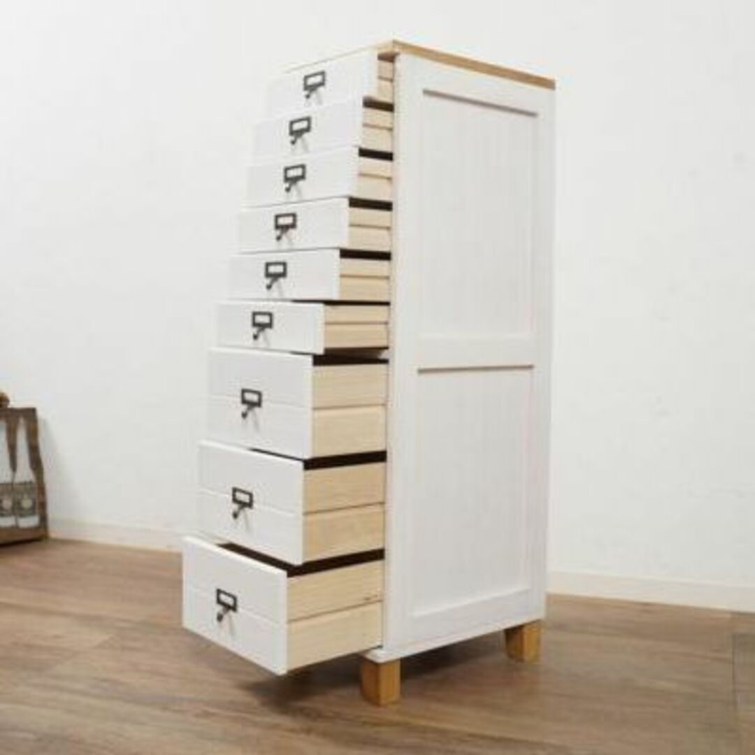 新品・未使用】 桐製 隙間ラック 箪笥 整理タンス 書類チェスト 9段