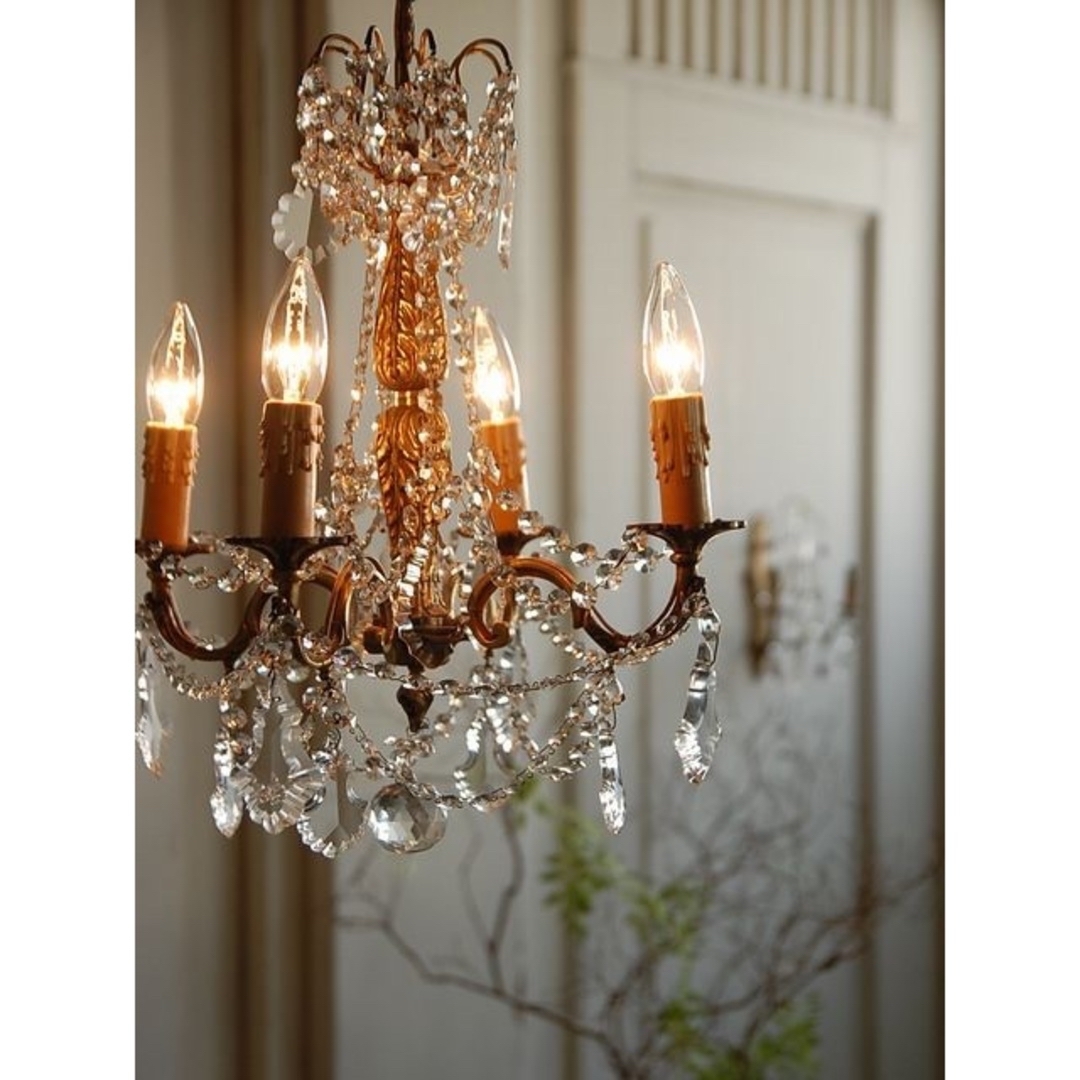 4-1. フランス アンティーク シャンデリア 4灯 キャンドル 吊り下げ