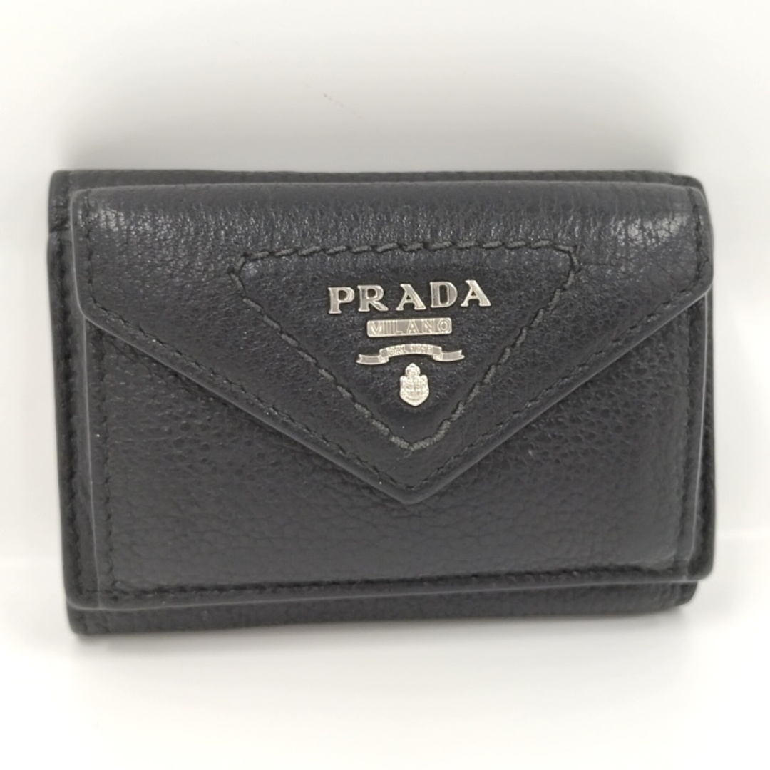 PRADA プラダ 3つ折り財布 コンパクト ブラック