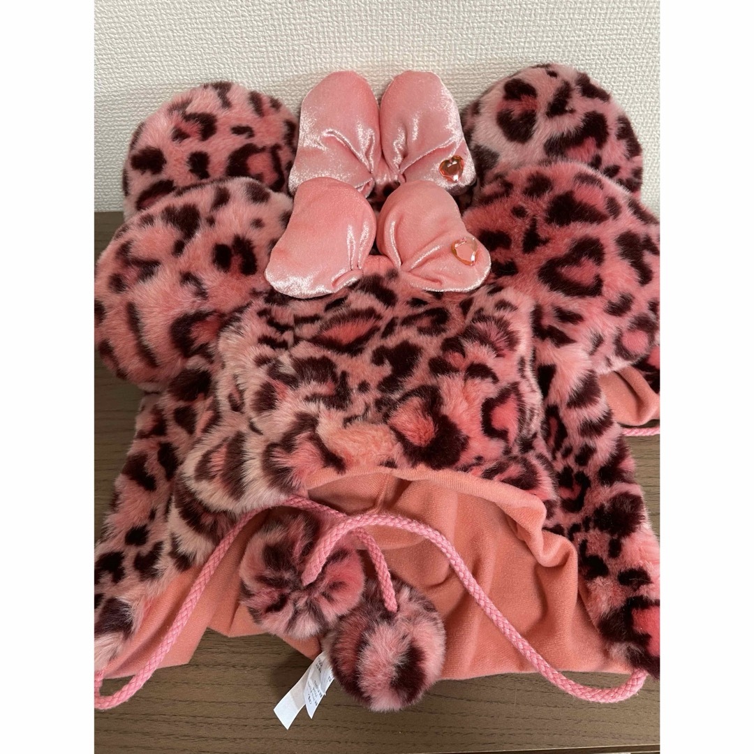 ディズニー ミニー ヒョウ柄 マフラーキャップ ミニーマウス ヒョウ柄