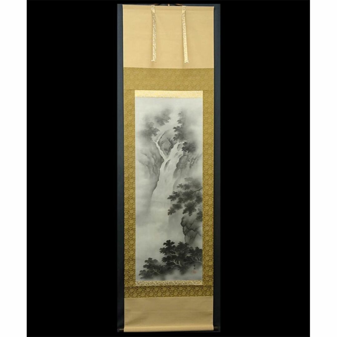 露草図】二木紫石 2603 共箱 蜂掛け軸肉筆