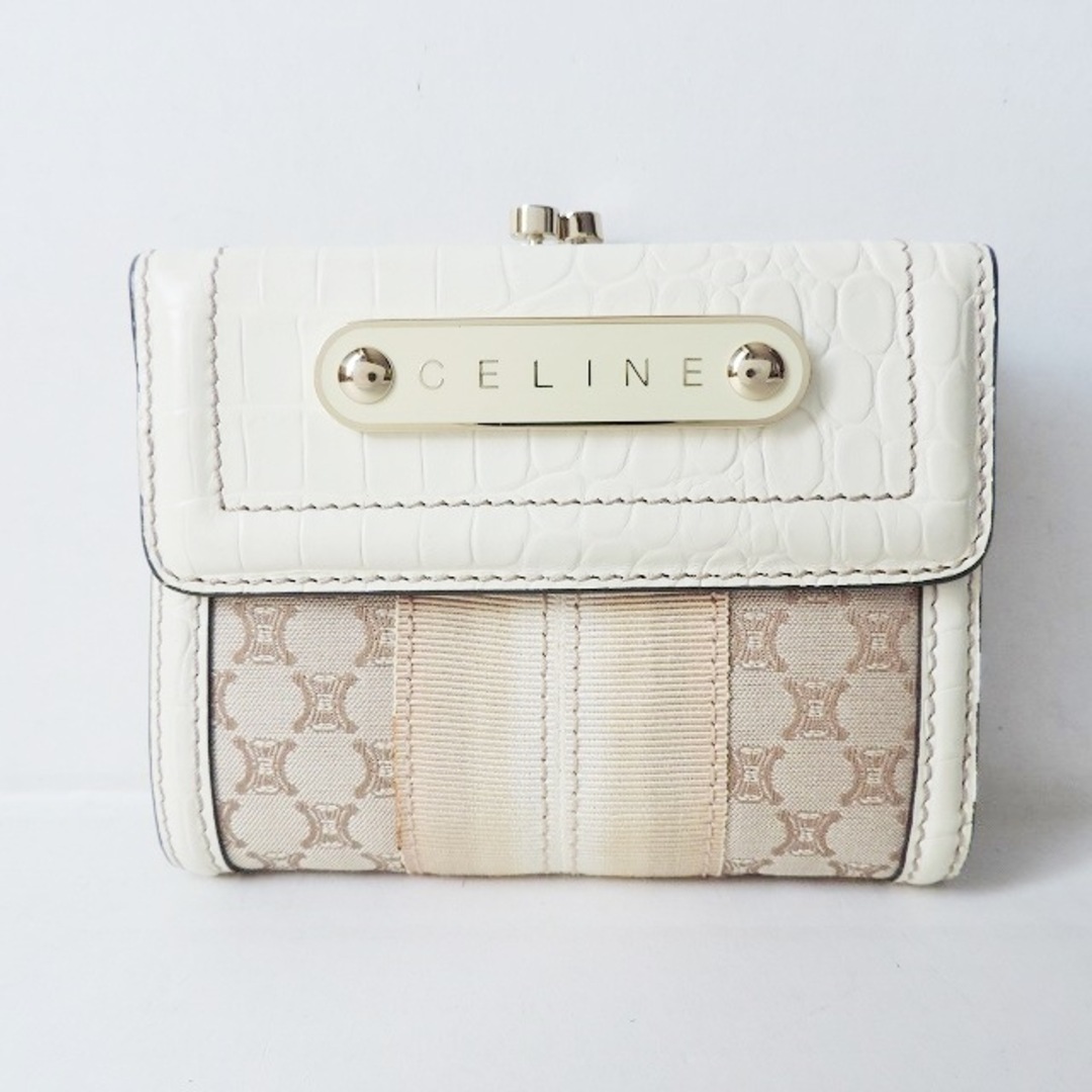 CELINE セリーヌマカダム 三つ折り財布 ホワイト/ベージュ 卸売 CELINE