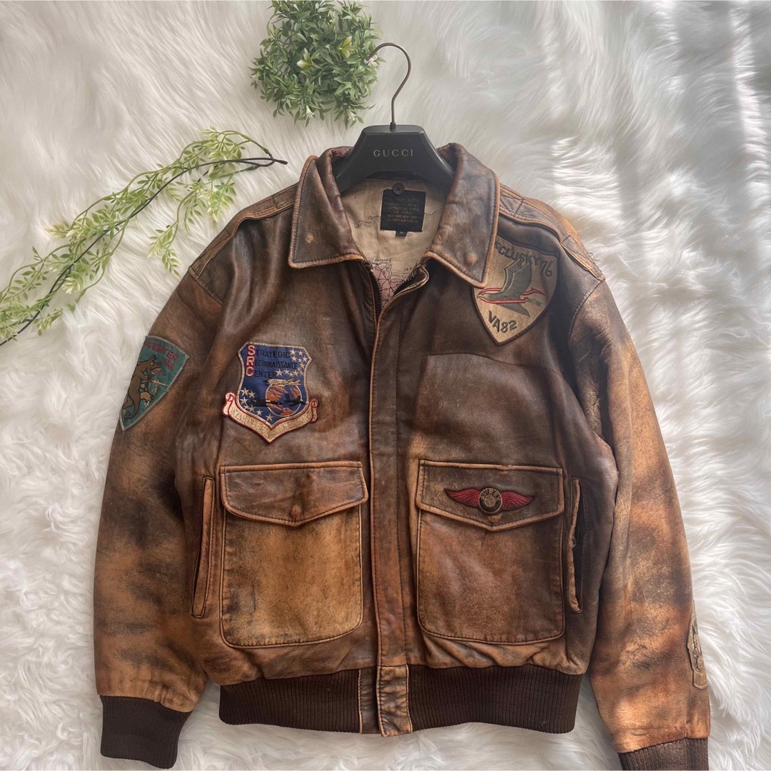 ☆アヴィレックスレザー切替コットンフライトジャケットL 超希少AVIREX