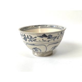 骨董 アンティーク 安南 絞手 茶碗 ベトナム古陶磁 蜻蛉手茶碗 骨董