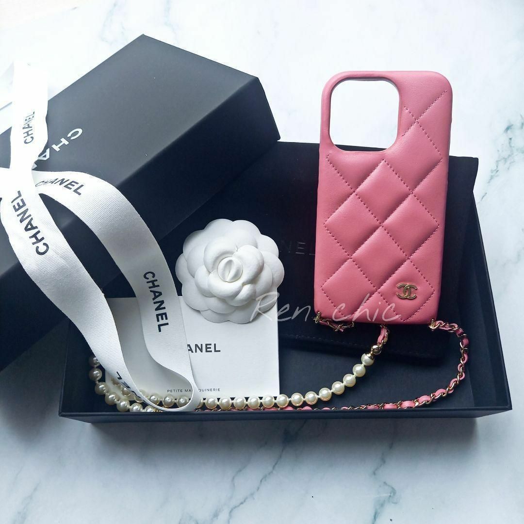 超レア！パール付き CHANEL iPhone 14 Pro ケース ピンク 超レア