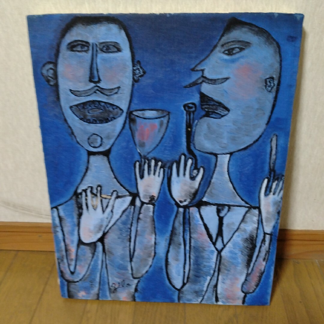 模写】絵画/抽象画/油絵/油彩画/昭和レトロ/モダンアート/静物画/額縁/額装