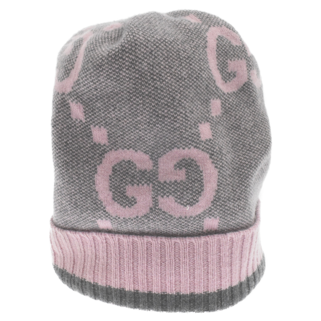 GUCCIニット帽グッチグレーピンク