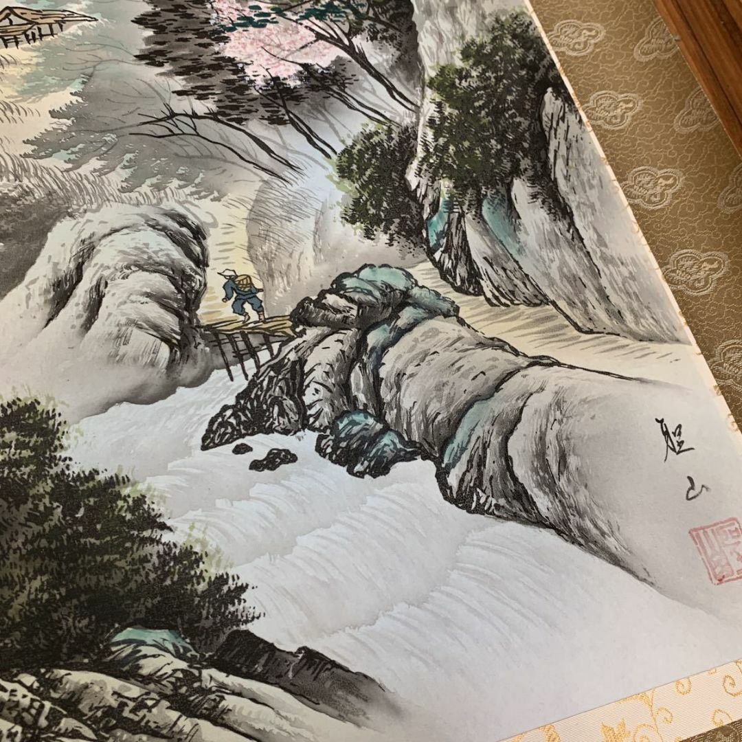 葛谷聖山 春夏秋冬 四季山水図 肉筆絹本 四幅掛軸 共箱 美品 葛谷聖山