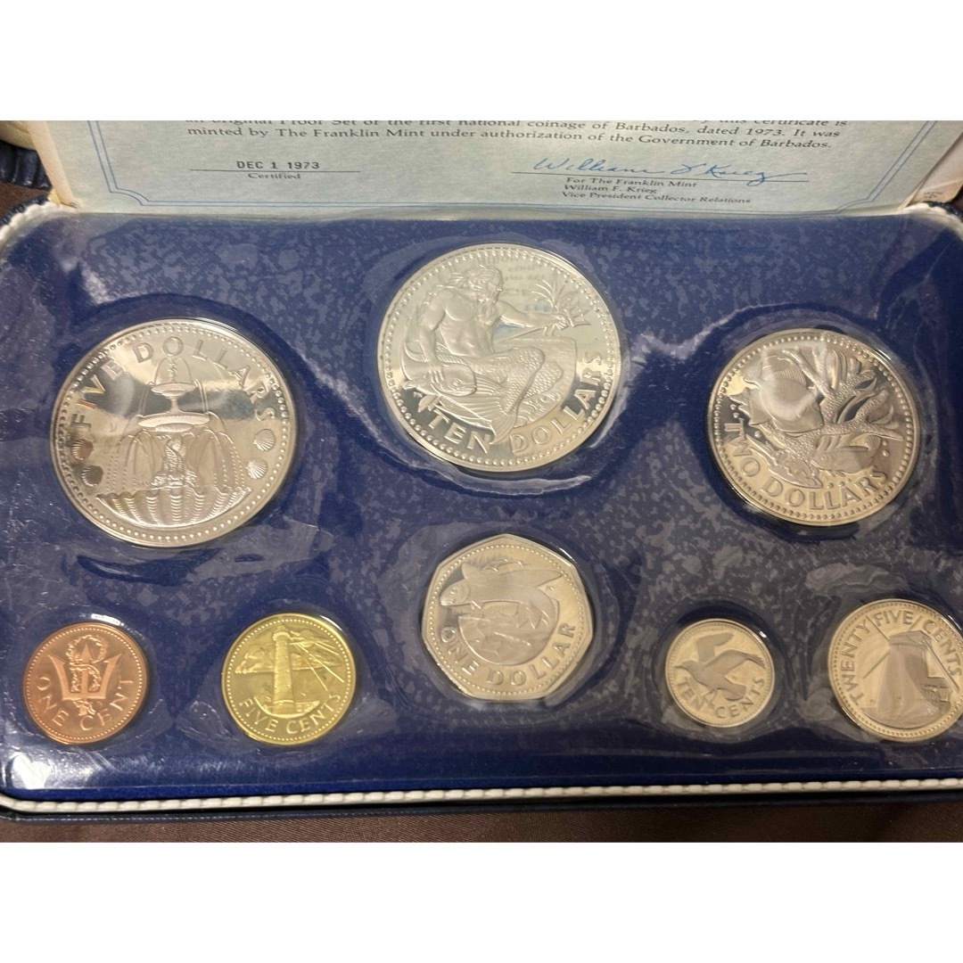 フランクリンミント バルバドス島 史上初の公式貨幣 モ*ー様 1973