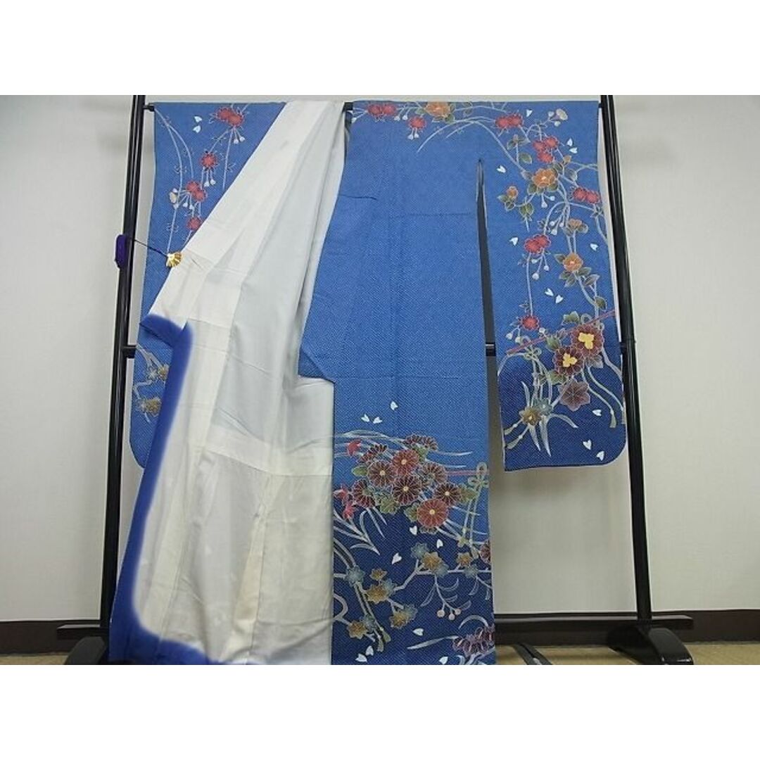 平和屋本店○希少 名門 藤娘きぬたや・総絞り 振袖・長襦袢セット 草花