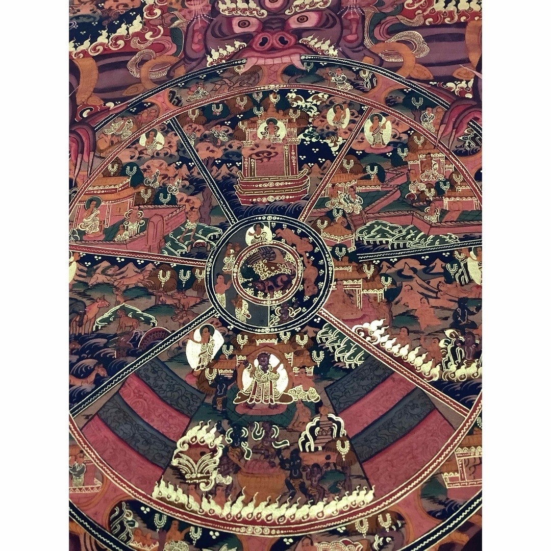 チベット密教 1点物 手描き ヤマーンタカ 歓喜神 曼荼羅 仏画 仏教
