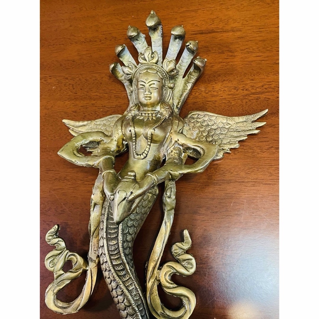 新品 送料無料 壁掛け ヒンドゥー教 ナーガ 女神 蛇神 約34.5㌢⑤の