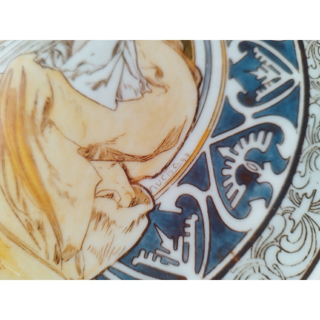 希少品 ミュシャ大皿：パリのシンボル 直径31cm 金縁 - その他