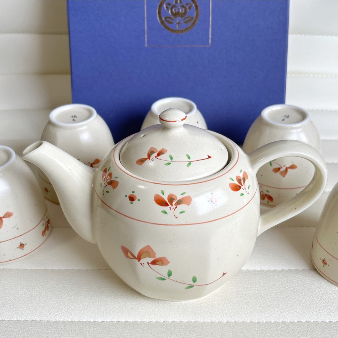 たち吉 - たち吉 茶器揃 急須 湯飲みセット 5客 湯呑み 赤絵 粉引き