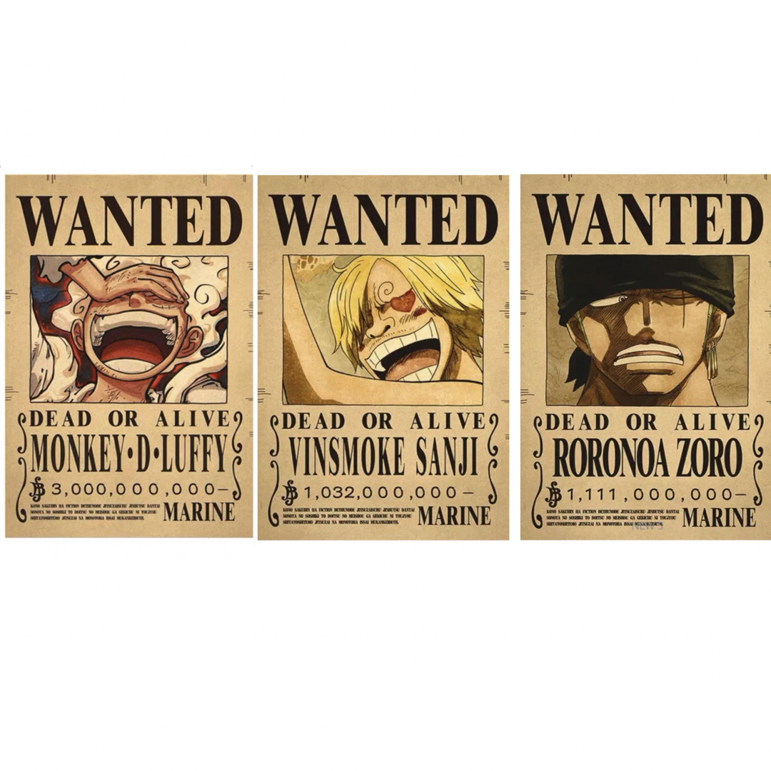 ONEPIECE ワンピース 手配書 ポスター 3枚セット ルフィ サンジ ゾロの