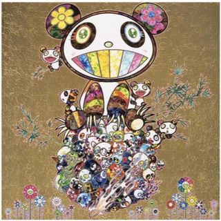 村上隆 パンダ ファミリー 限定 ポスター 版画 直筆サイン 金猫 招き猫