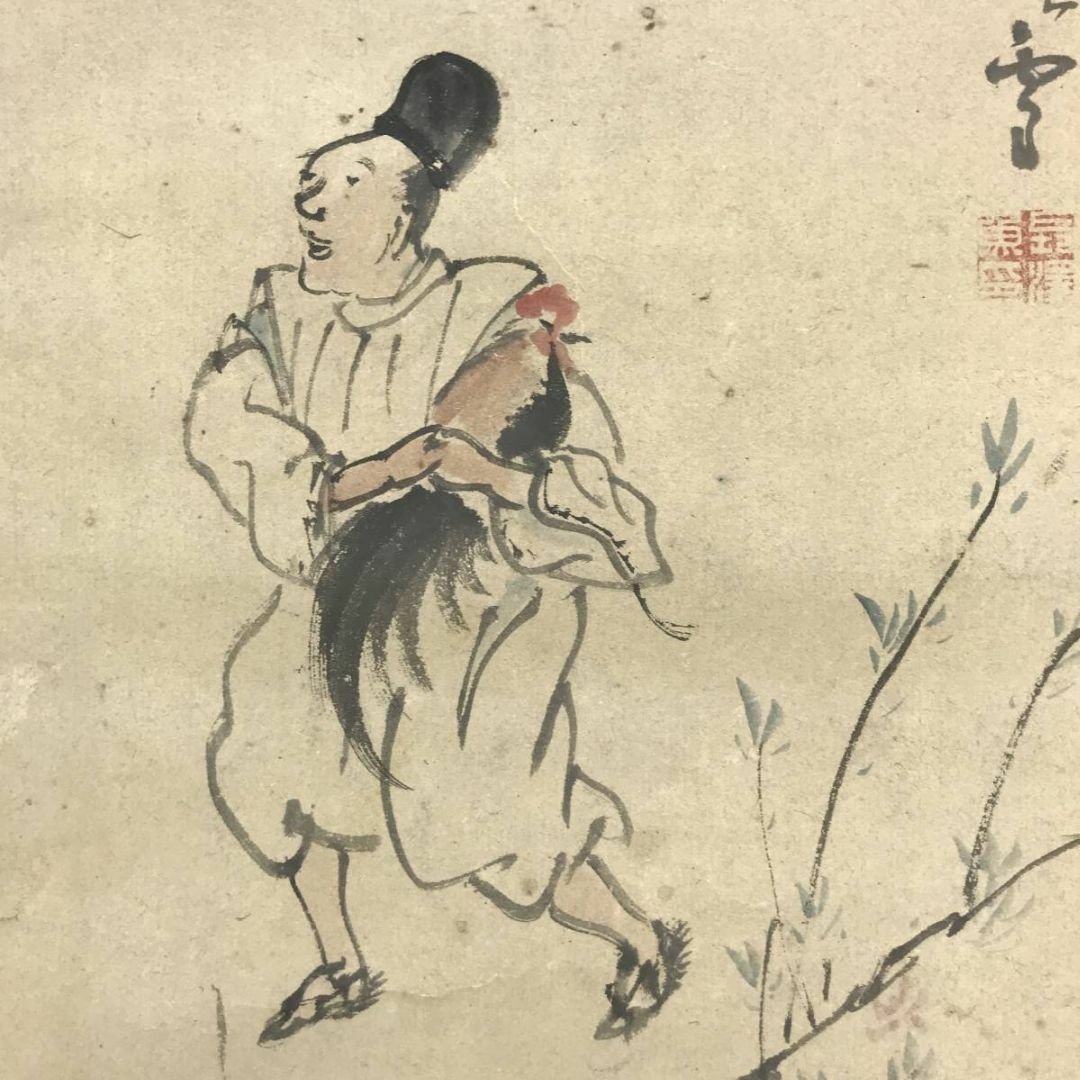 模写/長沢蘆雪/長沢芦雪/常盤御前雪之図/人物図/掛軸☆宝船☆AH-643