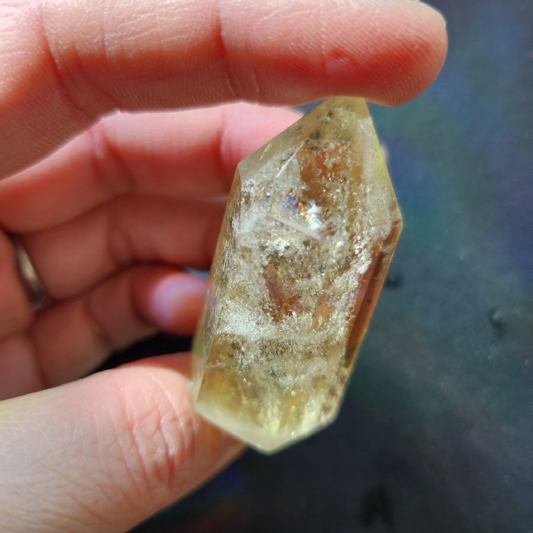 一点物】虹入り✨シトリン 六角柱 ポイント ✩.*˚