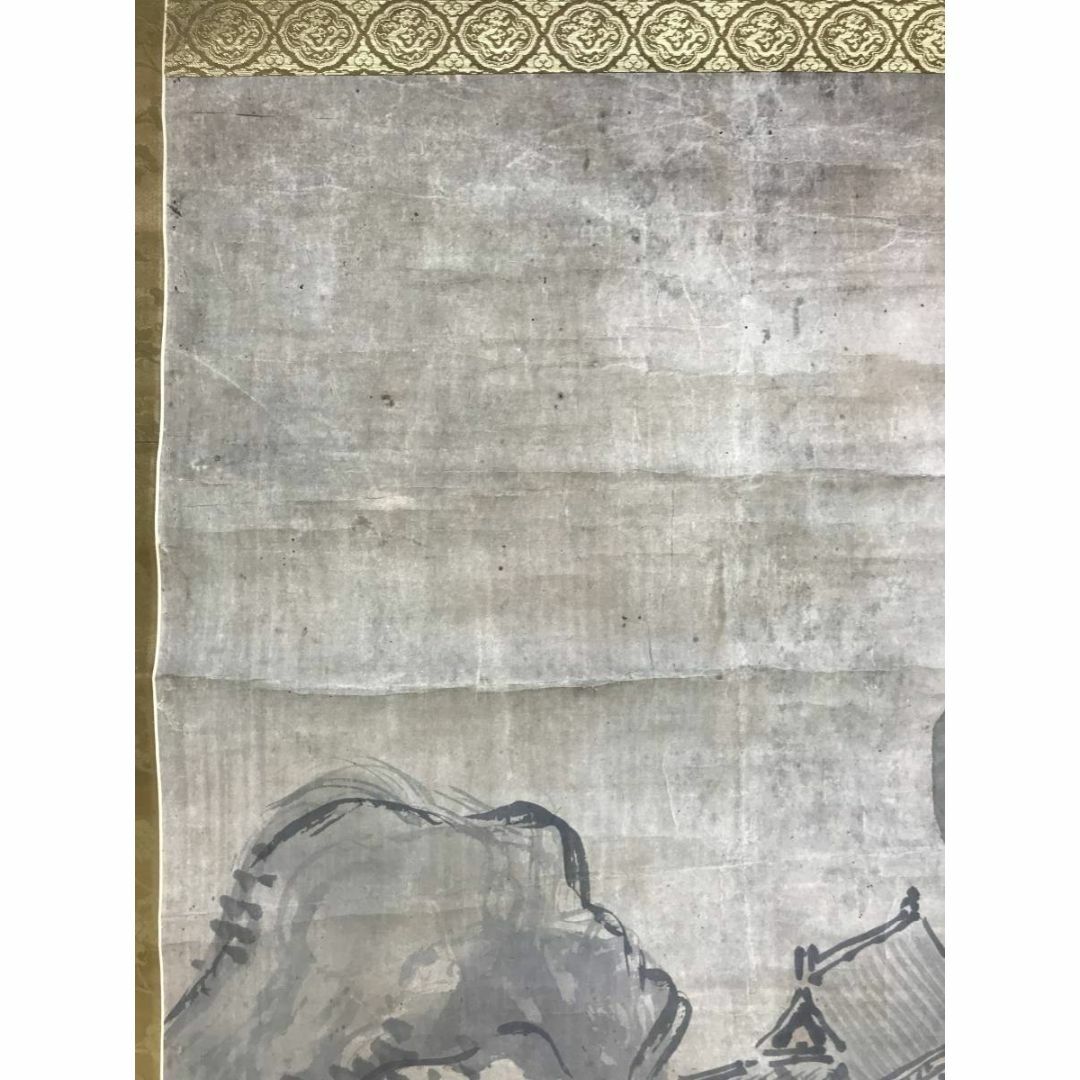 模写】谷文晁/太公望図/山水図/人物図/横物/掛軸/名家伝来/AD-207 模写