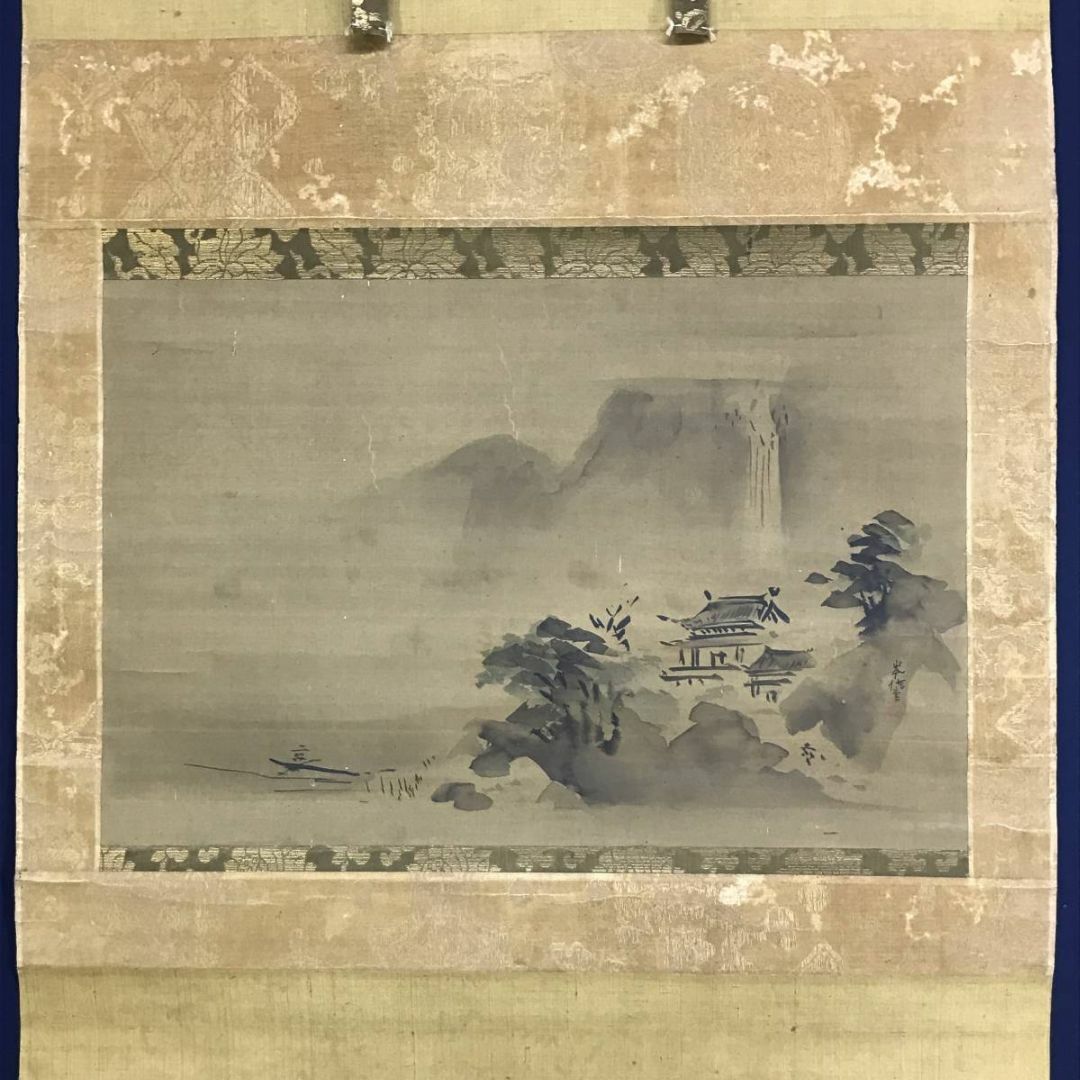 真作】佐野五風/寿松図/山水図/掛軸/名家伝来/AC-310 真