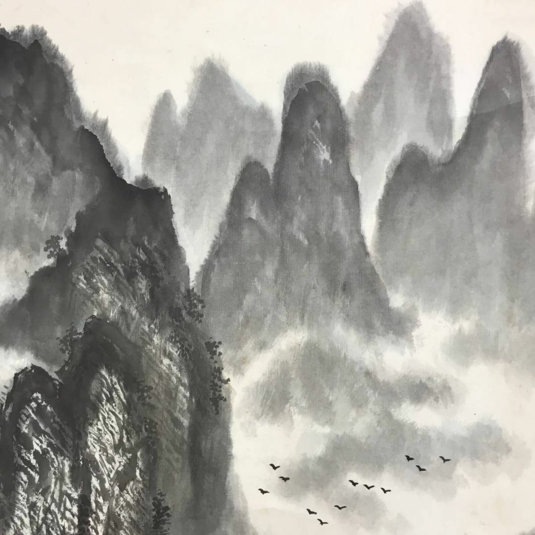 中国美術 桂林山水天下奇 丙寅春首 唐東写 山水画 水墨画 1986