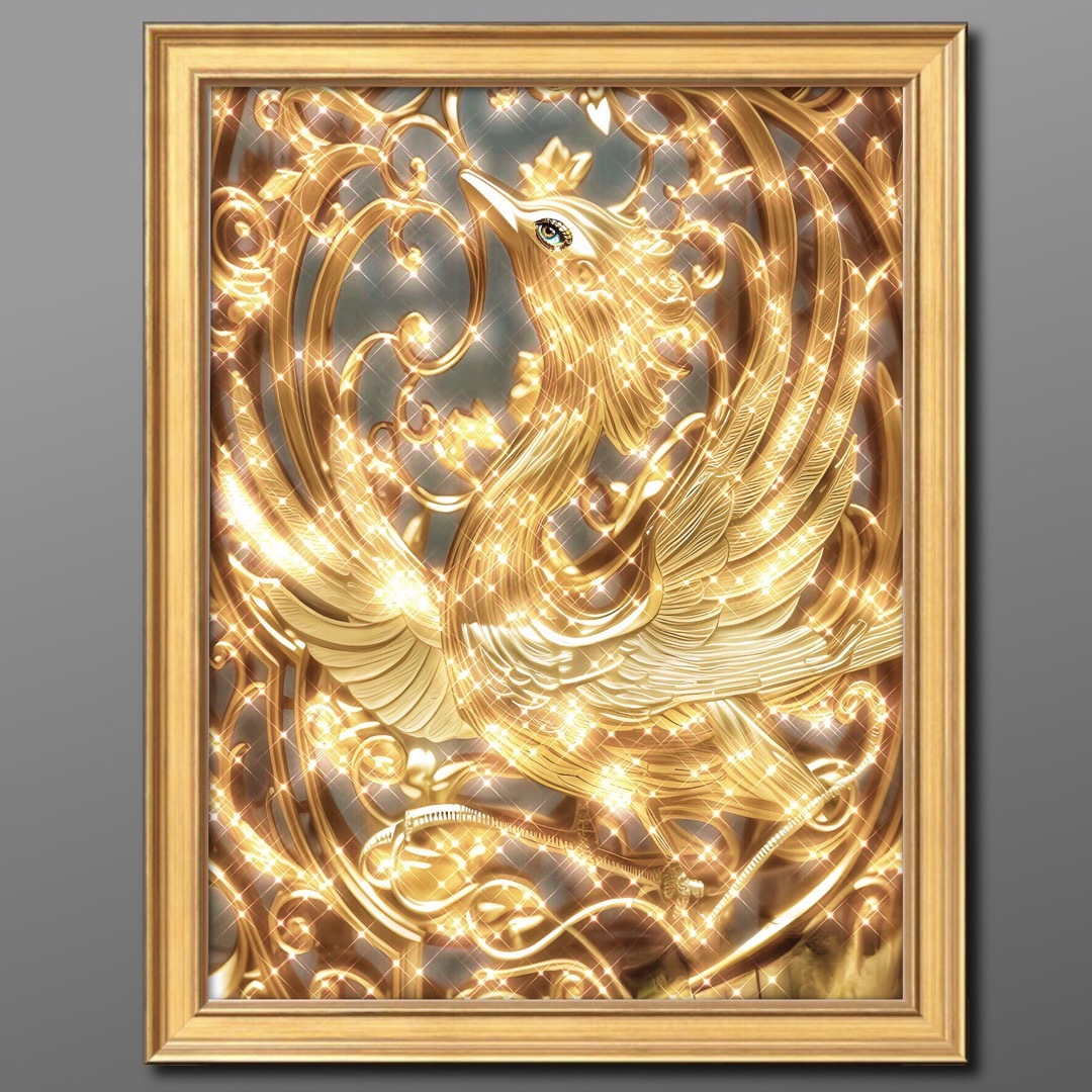 伝説の鳳凰 額付 開運と幸福絵画•風水癒しとヒーリング［グラフィック
