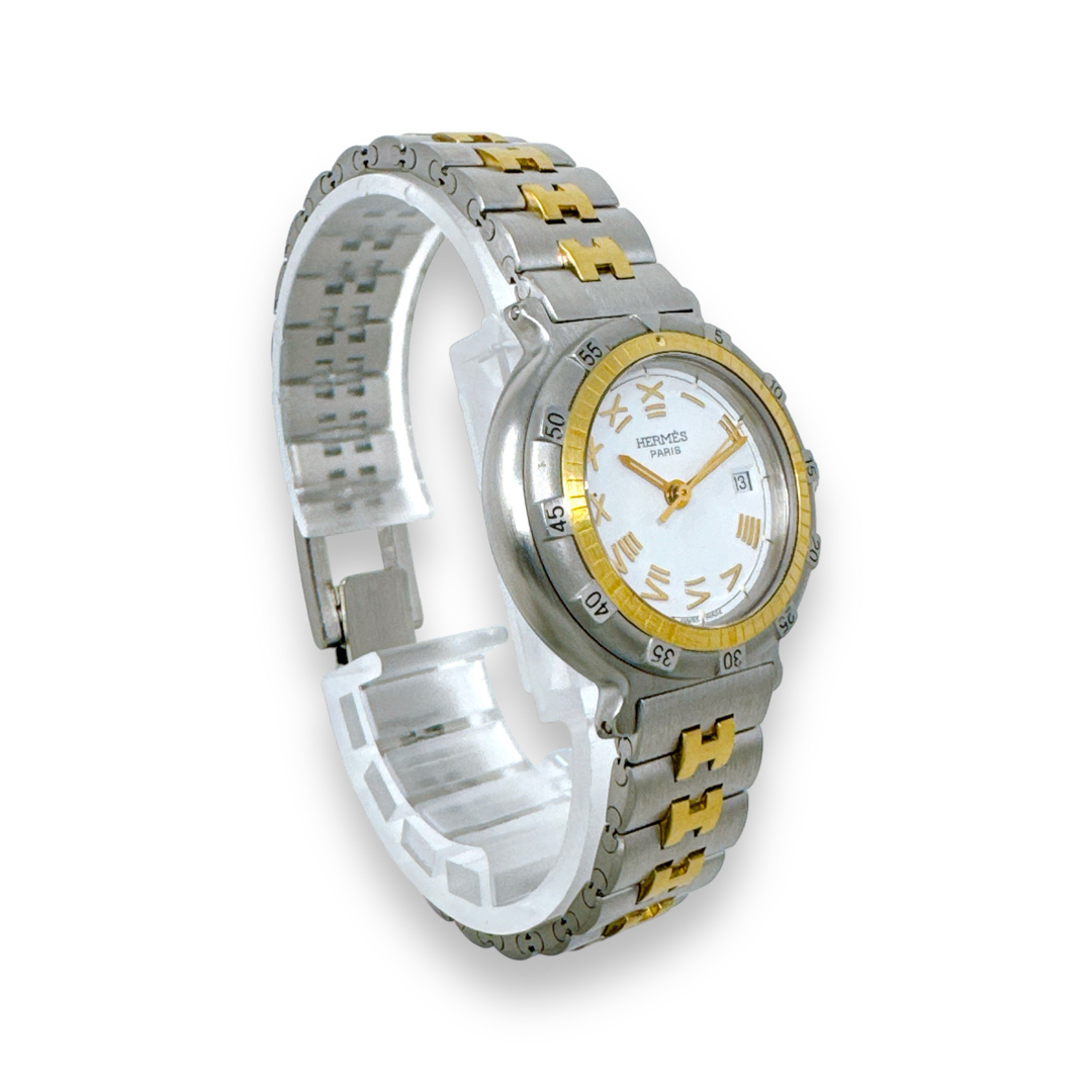 エルメス キャプテンニモ コンビ ホワイト文字盤 ゴールド レディース
