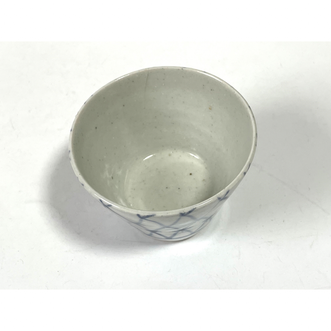 骨董 古伊万里 アンティーク 染付 網手 網代文様 網文様 蕎麦猪口 酒器