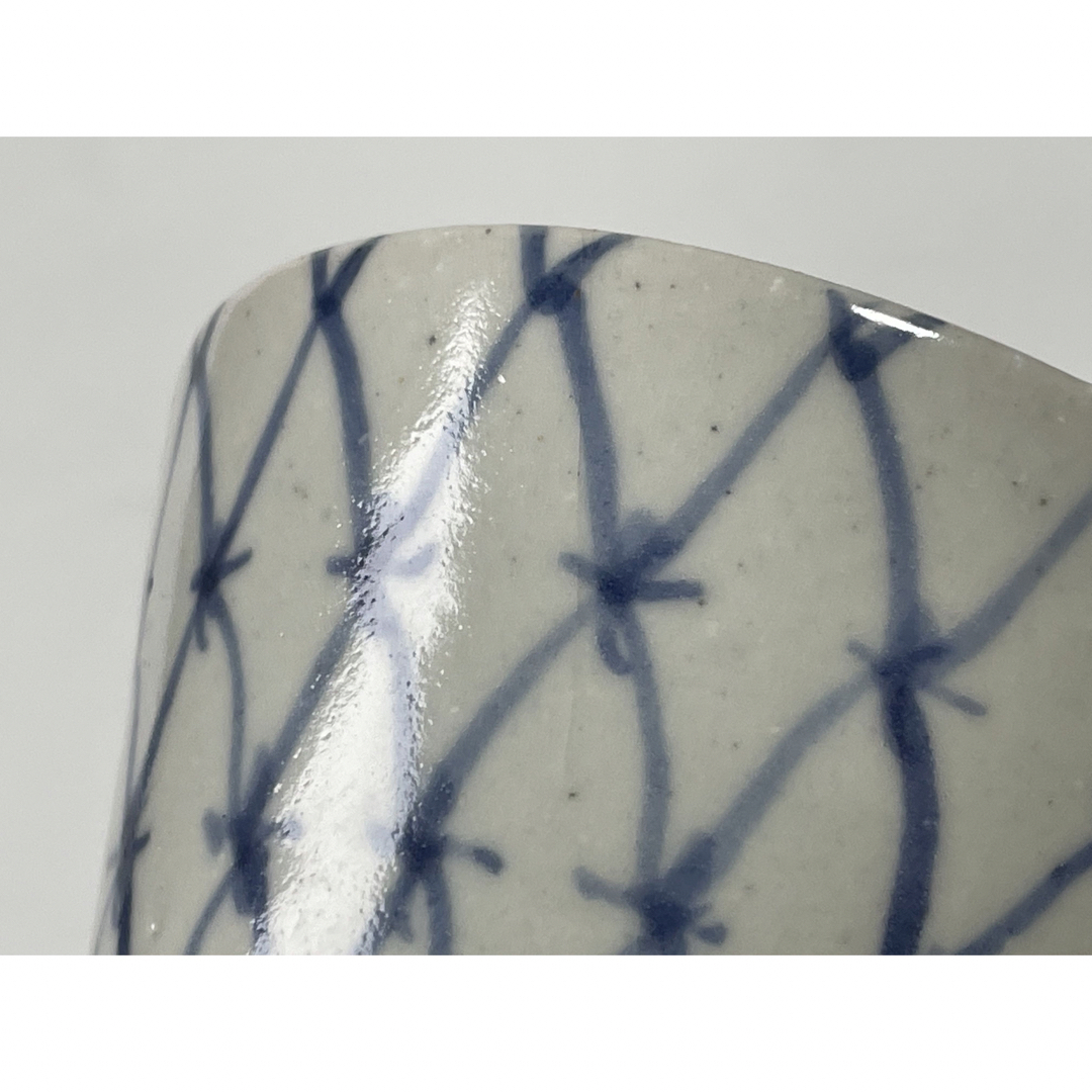 骨董 古伊万里 アンティーク 染付 網手 網代文様 網文様 蕎麦猪口 酒器