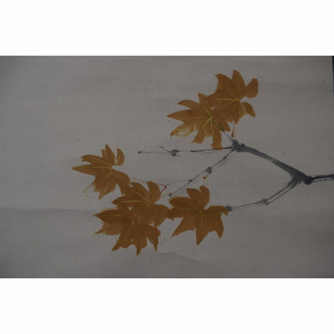 真作/村上鳳湖/紅葉小禽図/紅葉小鳥図/掛軸☆宝船☆Y-660の通販 by