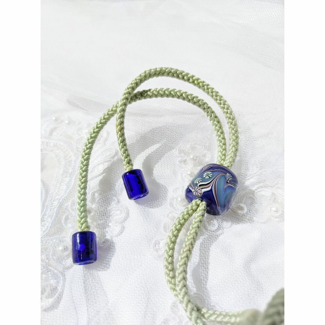 吉田正子トンボ玉（貳拾貳）「江戸組み紐」ネックレスガラス玉に込めた