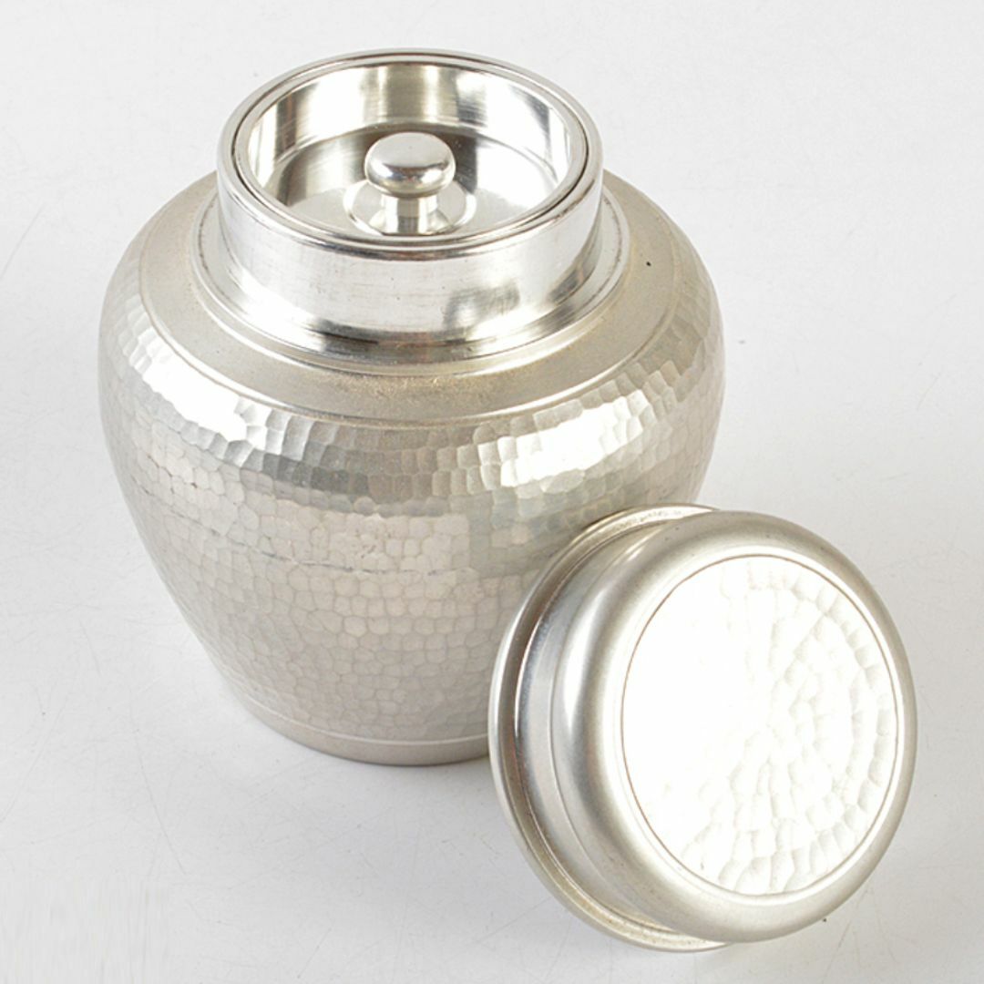 煎茶道具 錫半製 精錫 鎚目 茶壷 茶心壷 約251g