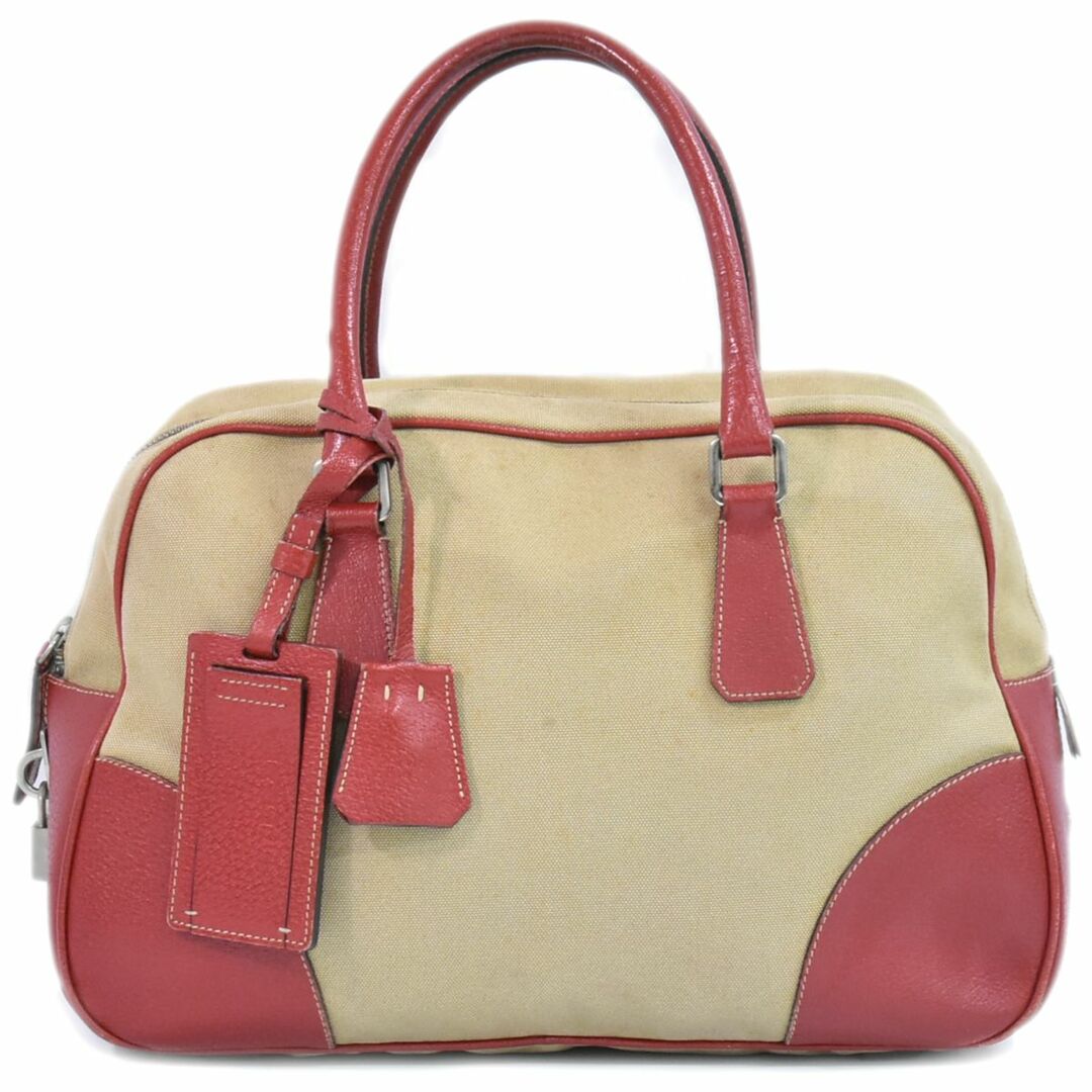 V*e様 PRADA ボストンバッグ ベージュ/赤 約70cm V*e様 PRADA ボストン