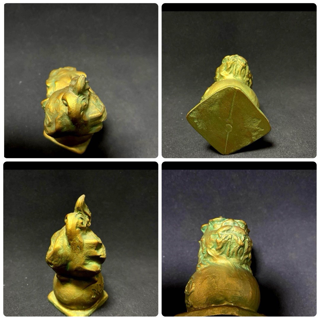 貴重作品】 月形那比古 金彩玉乗獅子 置物 ブロンズ製 貴重作品】