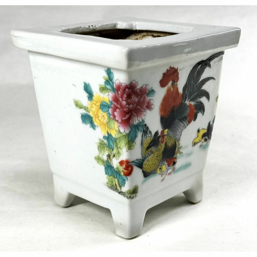 清 粉彩四角鉢 歴史唐物 琺瑯彩 伝世品焼物 ウブ品