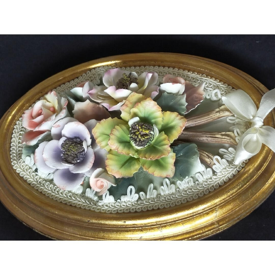 アンティーク フラワーオーバルフレーム ゴールド