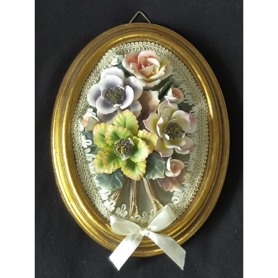 アンティーク フラワーオーバルフレーム ゴールド