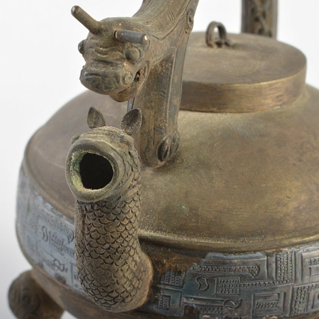 中国 古銅青銅 饕餮文 水注 水滴 M R7365 中国 古銅青銅 饕餮文 水