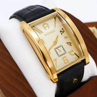 極美品！】AIGNER レザーベルト ウォッチ 腕時計 レザー 黒