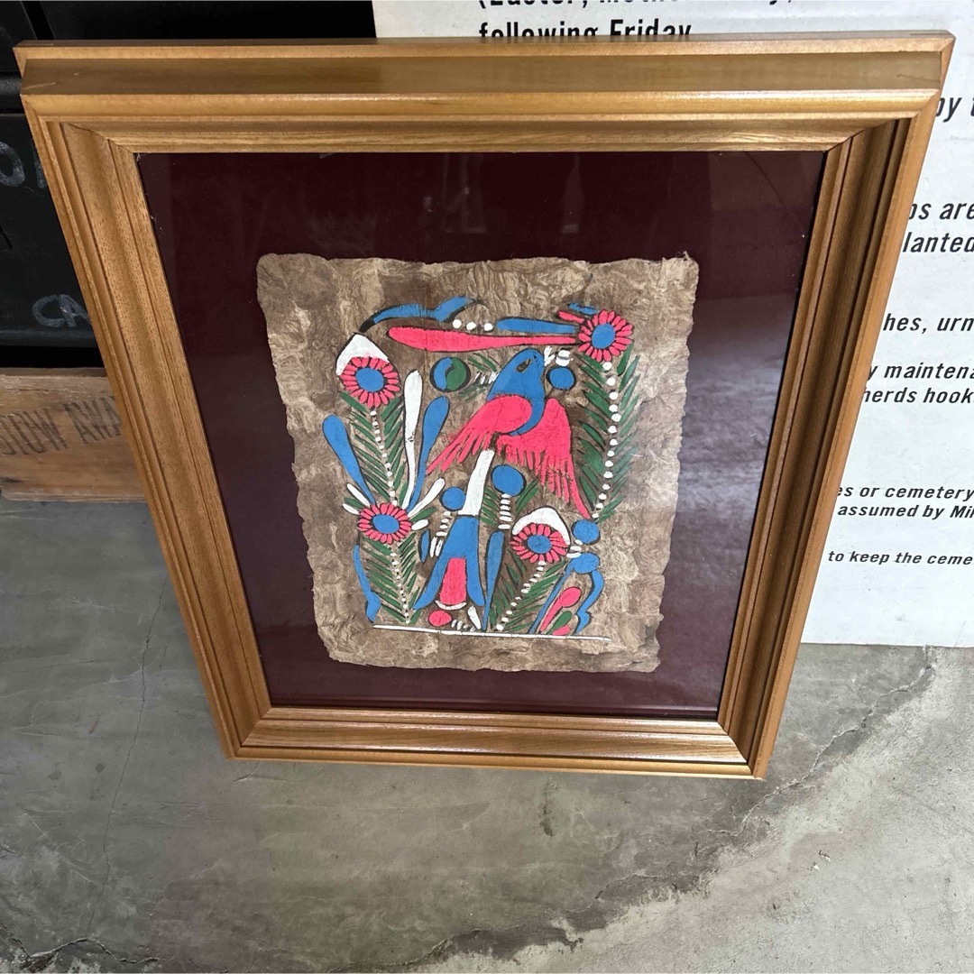 メキシコ 民芸 アマテ絵 アート ヴィンテージ 額縁 店舗什器 ウォール