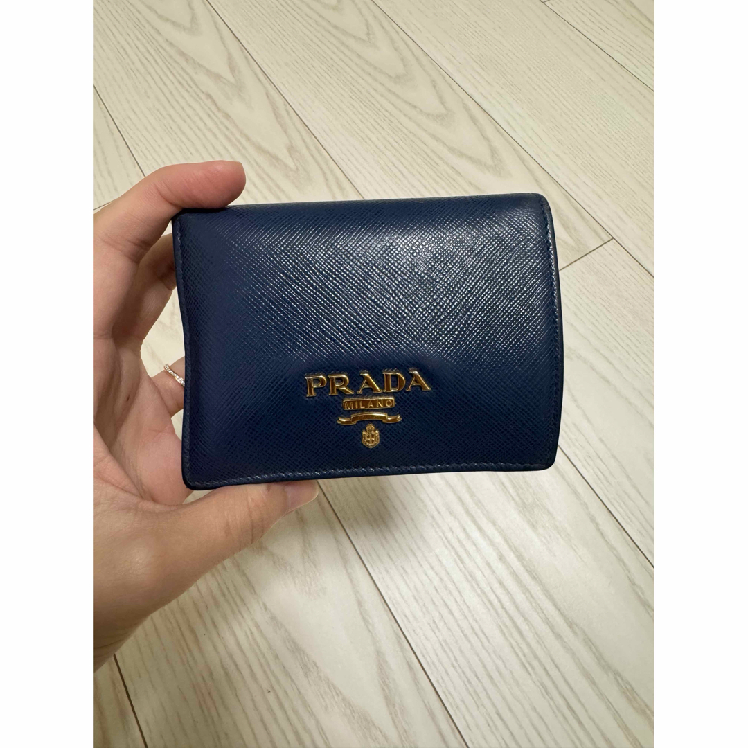 PRADA サフィアーノレザー 二つ折り財布 ネイビー