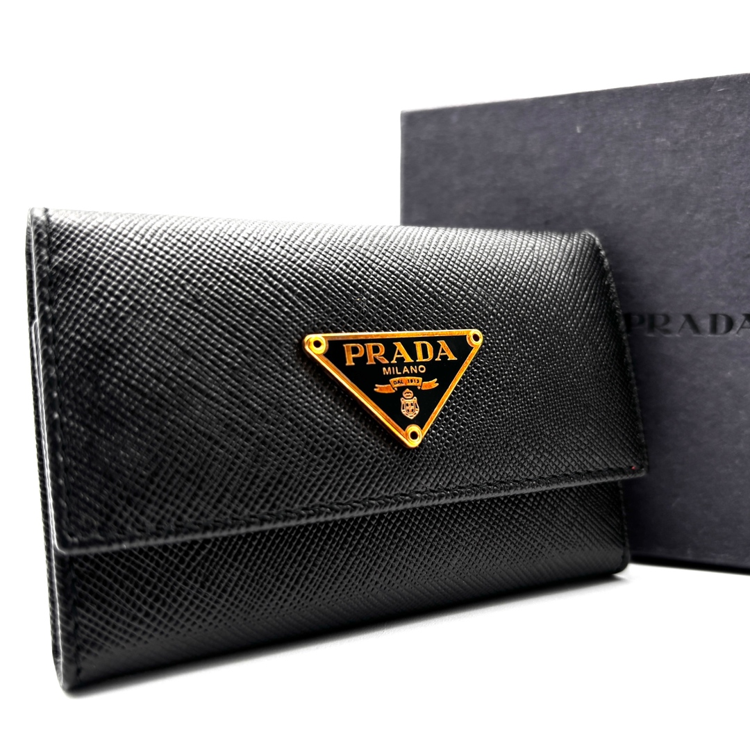 PRADA - 未使用に近い PRADA プラダ 6連 キーケース 三角ロゴ プレート