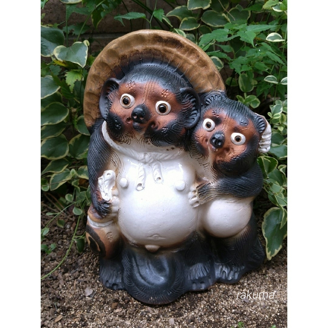 信楽焼 宗陶苑 夫婦たぬき 高さ約32cm