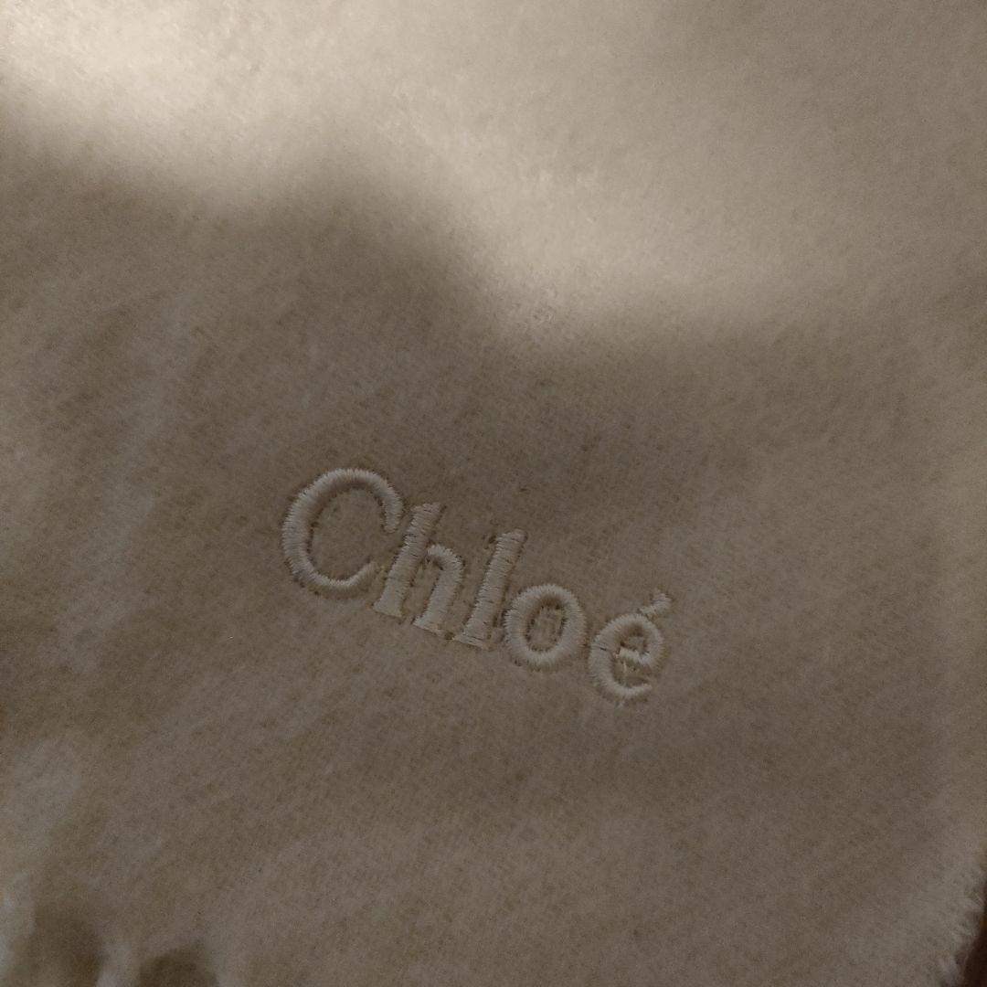 e40 クロエ Chloe マフラー カシミヤ100 白 カシミヤChloeのマフラー