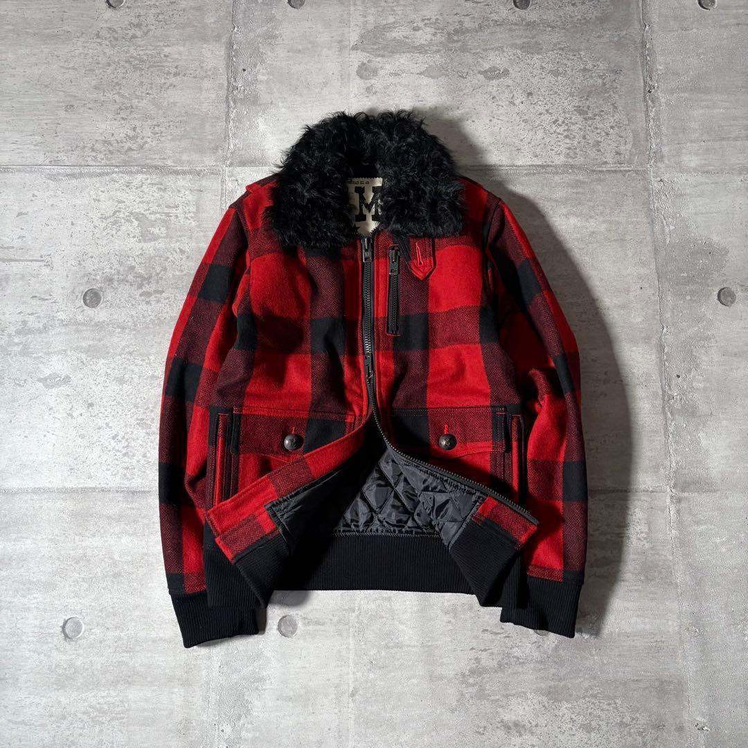 00s archive far check wool jacke y2k